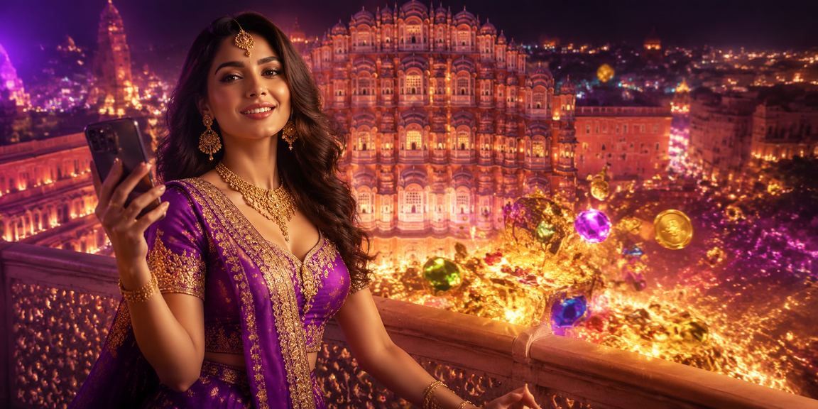 Festive Hawa Mahal building with registration bonus theme