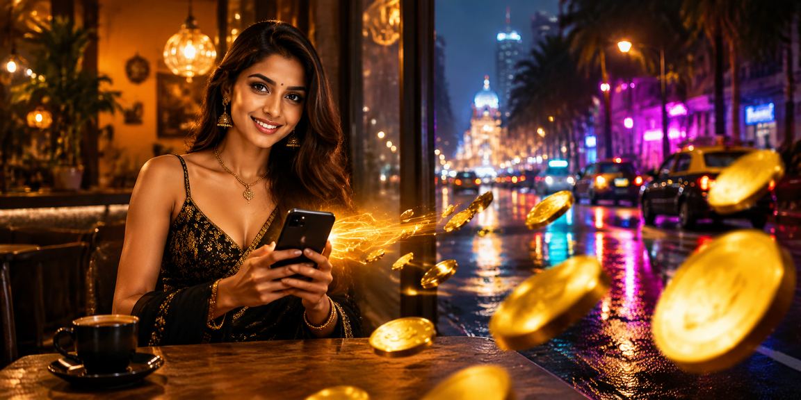 User making deposit using mobile payment in Mumbai